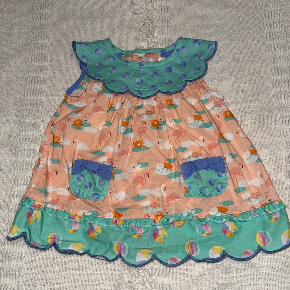 Matilda Jane Peach and Teal Flamingo Dress